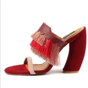 Jaggar Lux Curved Fringe Heels